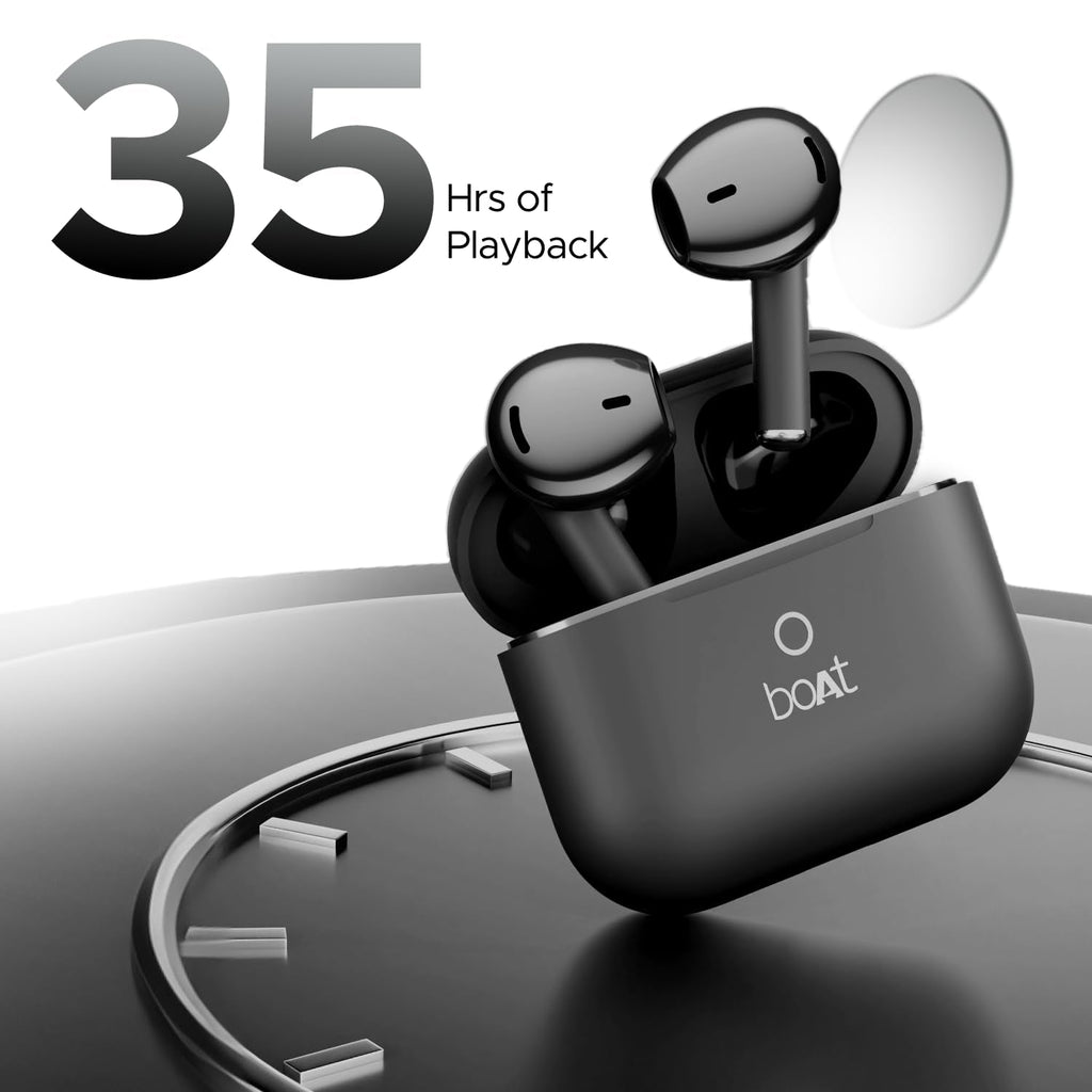 Boat Airdopes Joy, 35Hrs Battery, Fast Charge, IWP Tech, Low Latency, 2Mic ENx, Type-C Port, v5.3 Bluetooth Earbuds, TWS Ear Buds Wireless Earphones with...