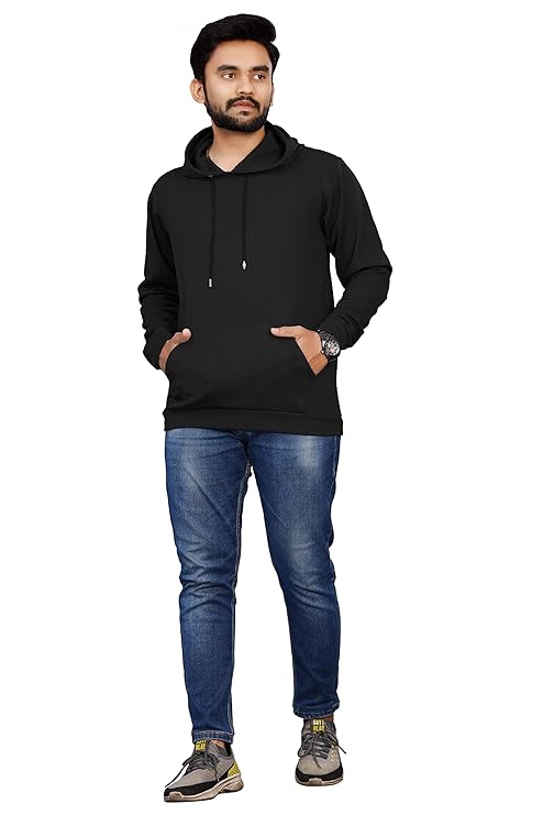 Men's Plain Hoodie: Classic, Comfortable, Versatile, Perfect for Casual Wear.