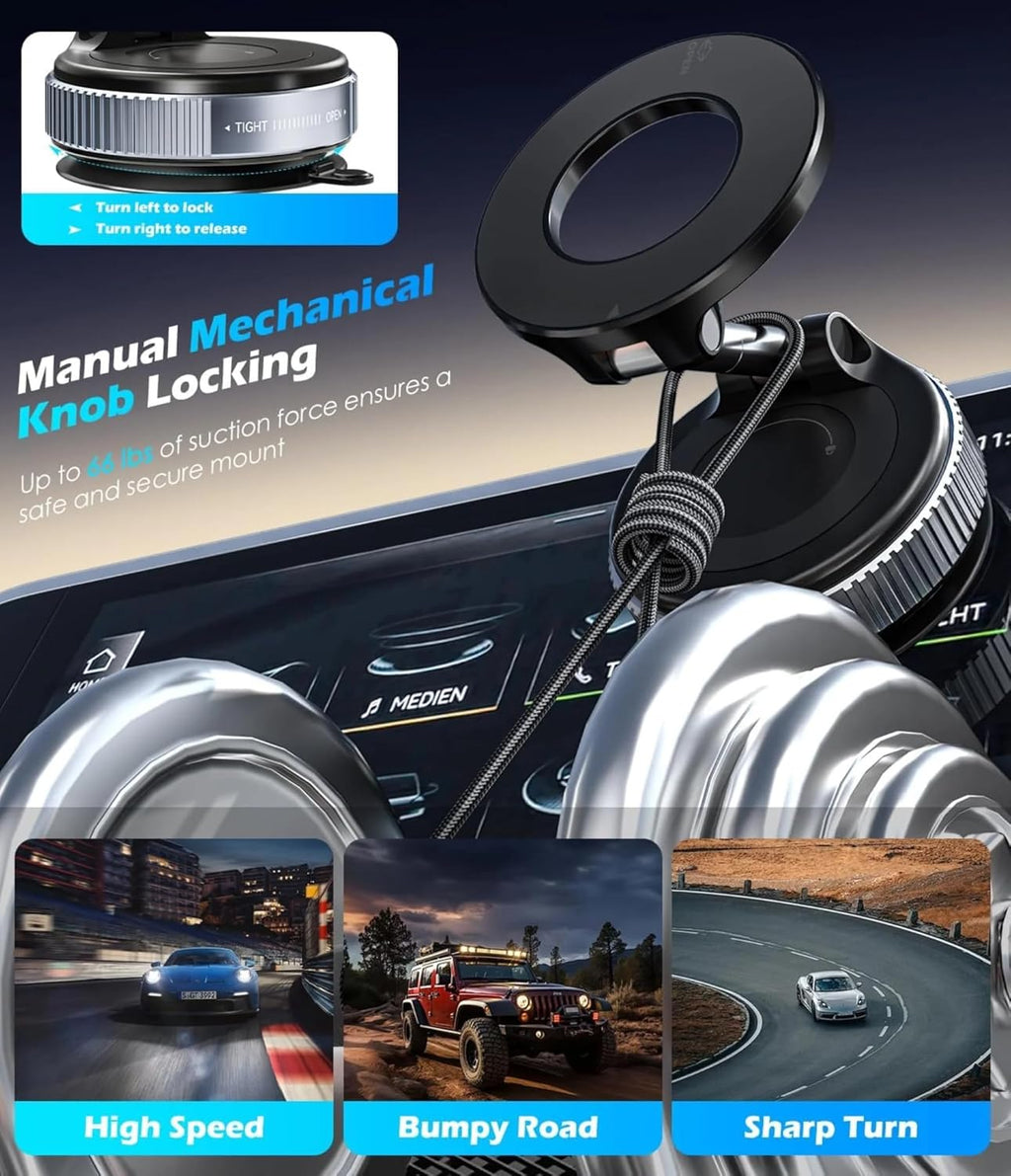 K007 Vacuum Suction Magnetic 360° Rotatable 180° Foldable Magnetic Car Mobile Holder